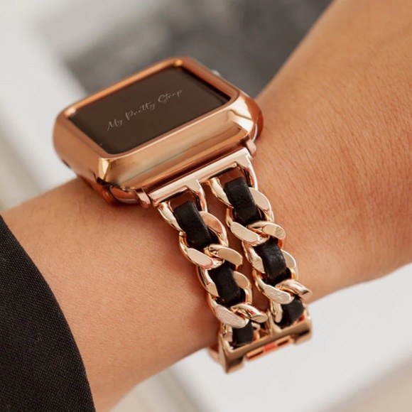 My Pretty Strap Rose Gold and Black Apple Watch Band - Picture 3 of 5